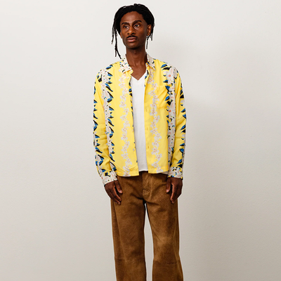 Stussy Hawaiian Floral LS Shirt - Yellow