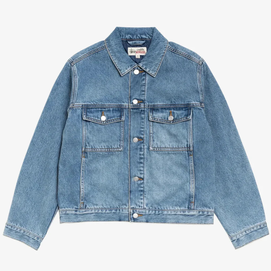 Stussy Lined Denim Trucker Jacket - Indigo Stone Wash