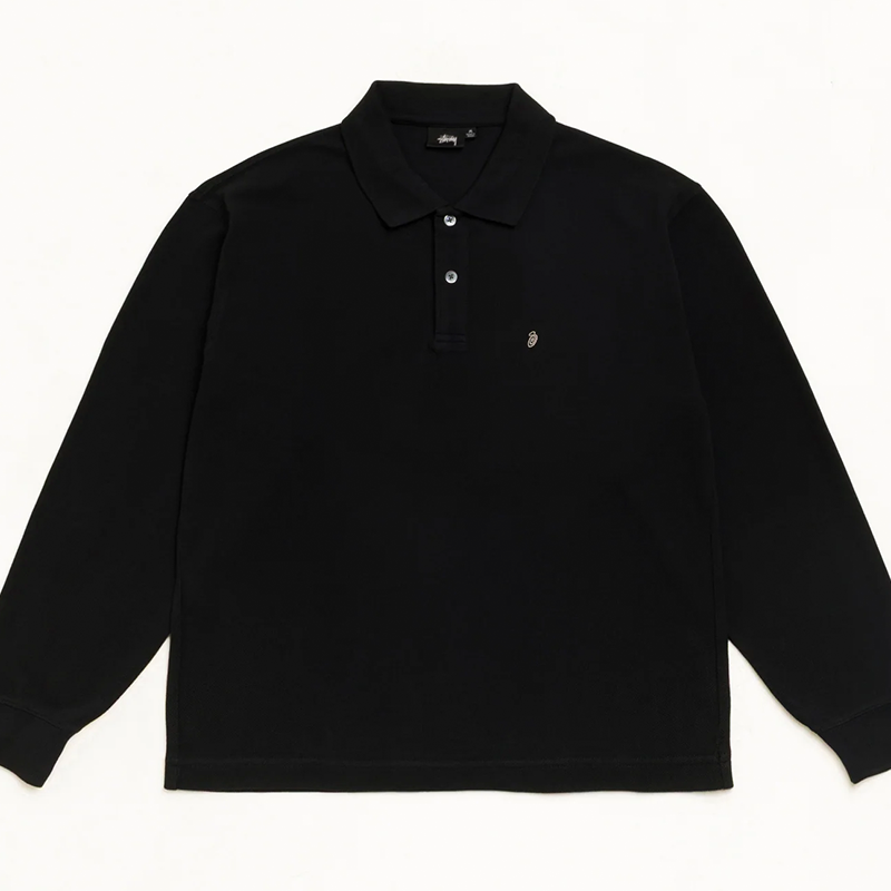 Stussy LS Classic Pique Polo - Black