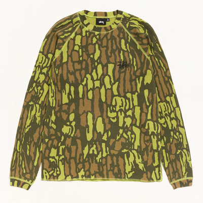Stussy Raglan Thermal - Tree Bark Camo