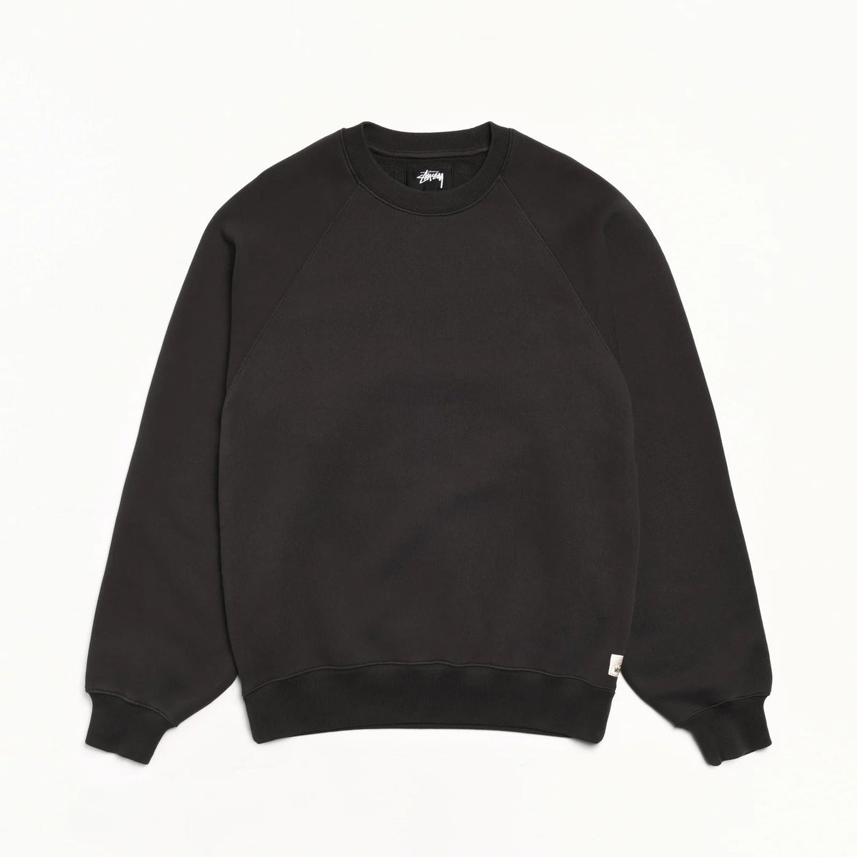 Stussy Fleece Raglan Crew - Washed Black