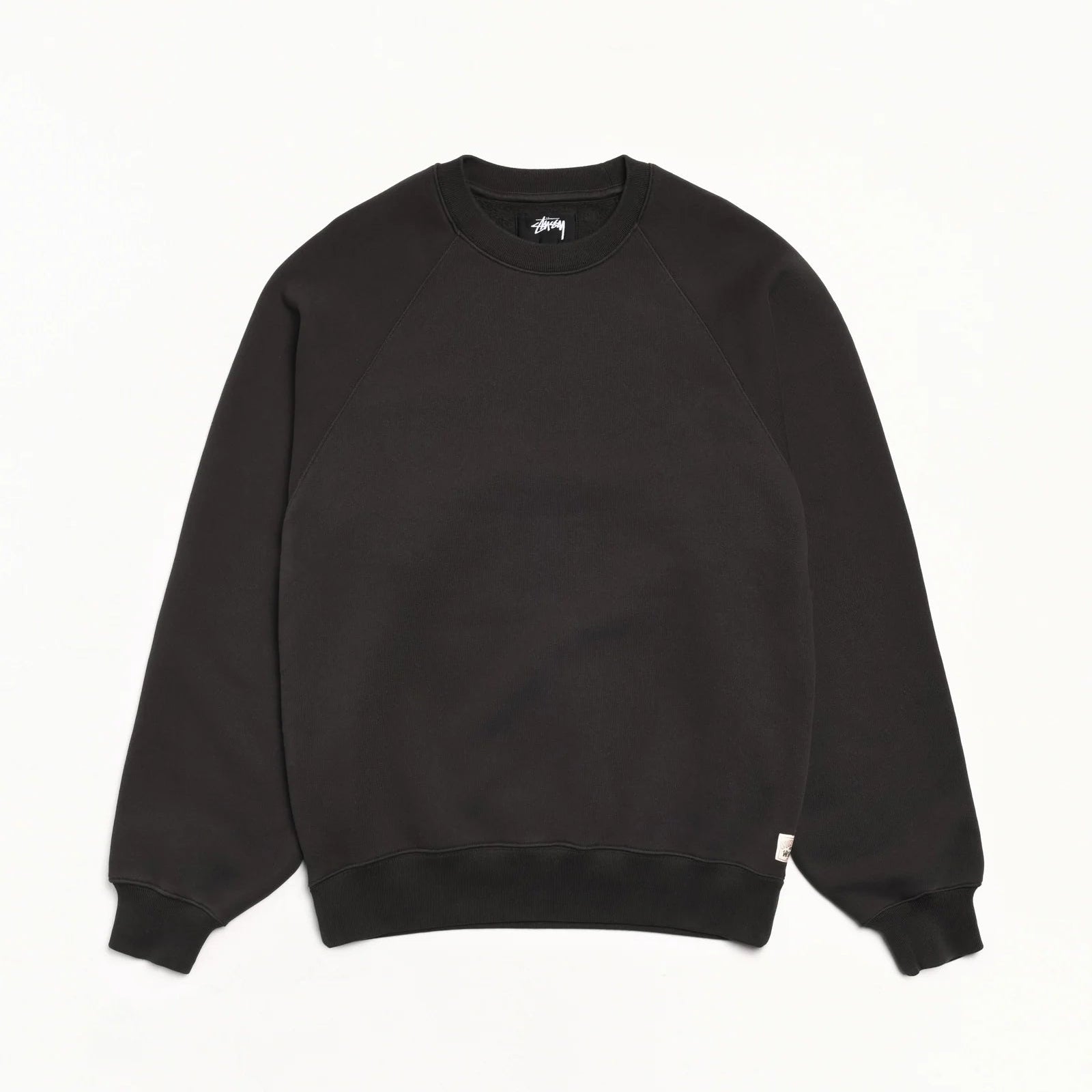 Stussy Fleece Raglan Crew - Washed Black