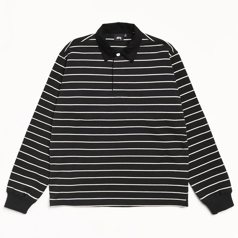 Stussy Pin Striped Rugby - Black