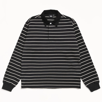 Stussy Pin Striped Rugby - Black