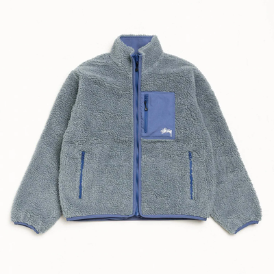Stussy Sherpa Reversible Jacket - Bluestone