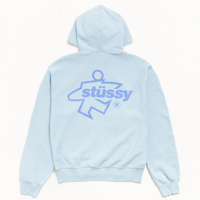 Stussy Surf Size Garment Dyed Zip Hood - Sky Blue