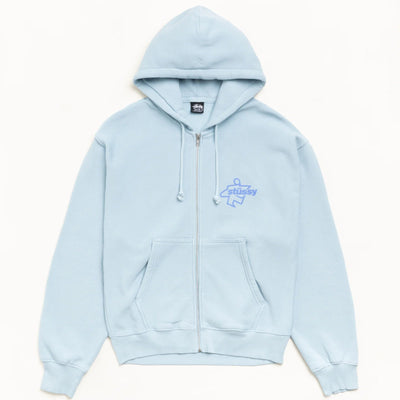 Stussy Surf Size Garment Dyed Zip Hood - Sky Blue
