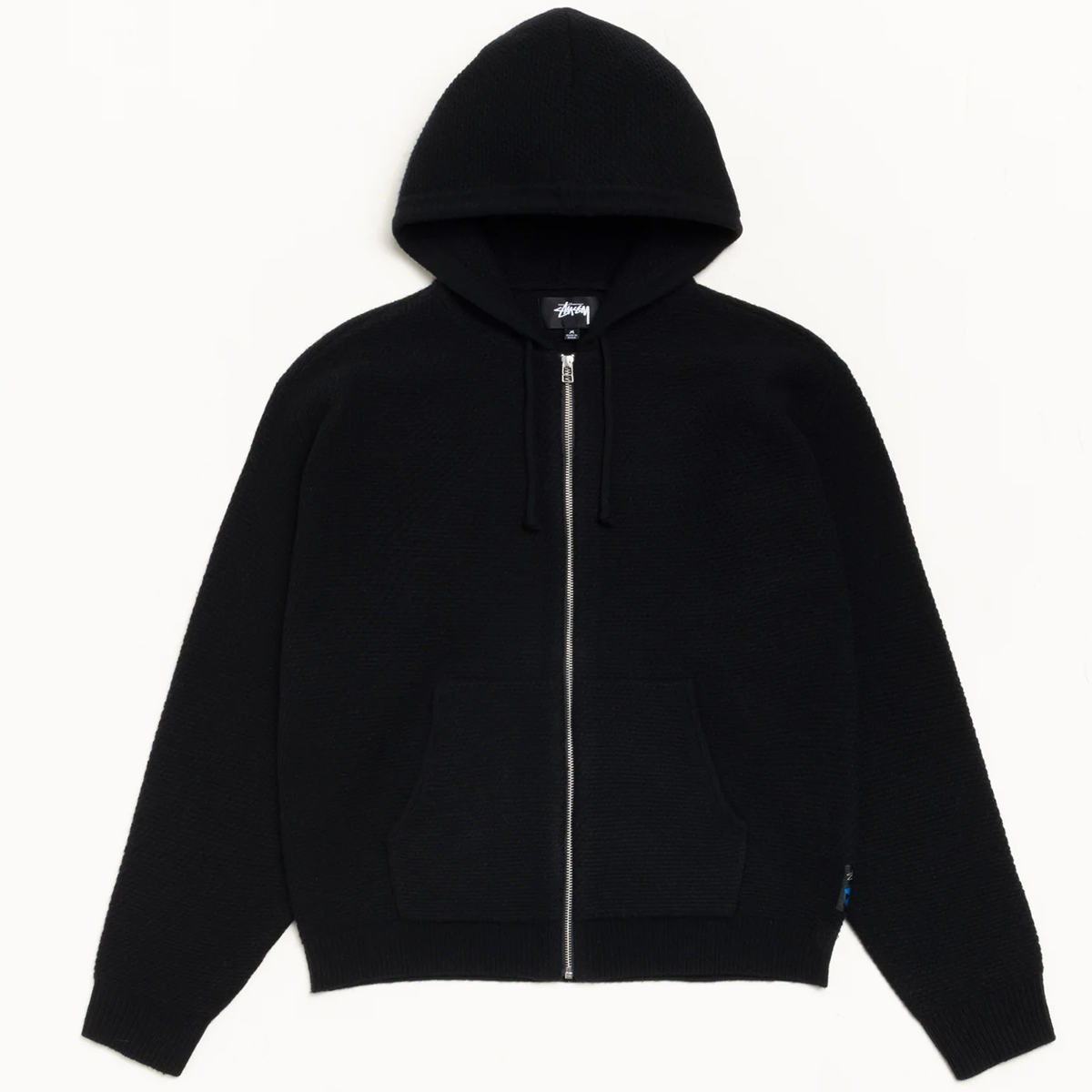 Stussy Textured Zip Hooded Sweater - Black