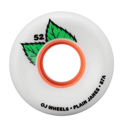 OJ Plain Jane Keyframe Wheels in assorted sizes, featuring durable skateboard wheels with clean design and smooth rolling ability.